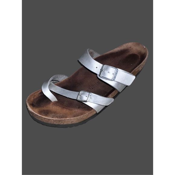 Birkenstock Mayari Birko-Flor Sandal (Women) Silver Size 41  US 10 10.5 - Picture 1 of 6